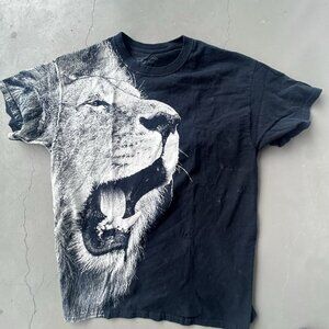 San Diego Zoo Lion T-Shirt Men's Size Large Graphic Crew Neck Black